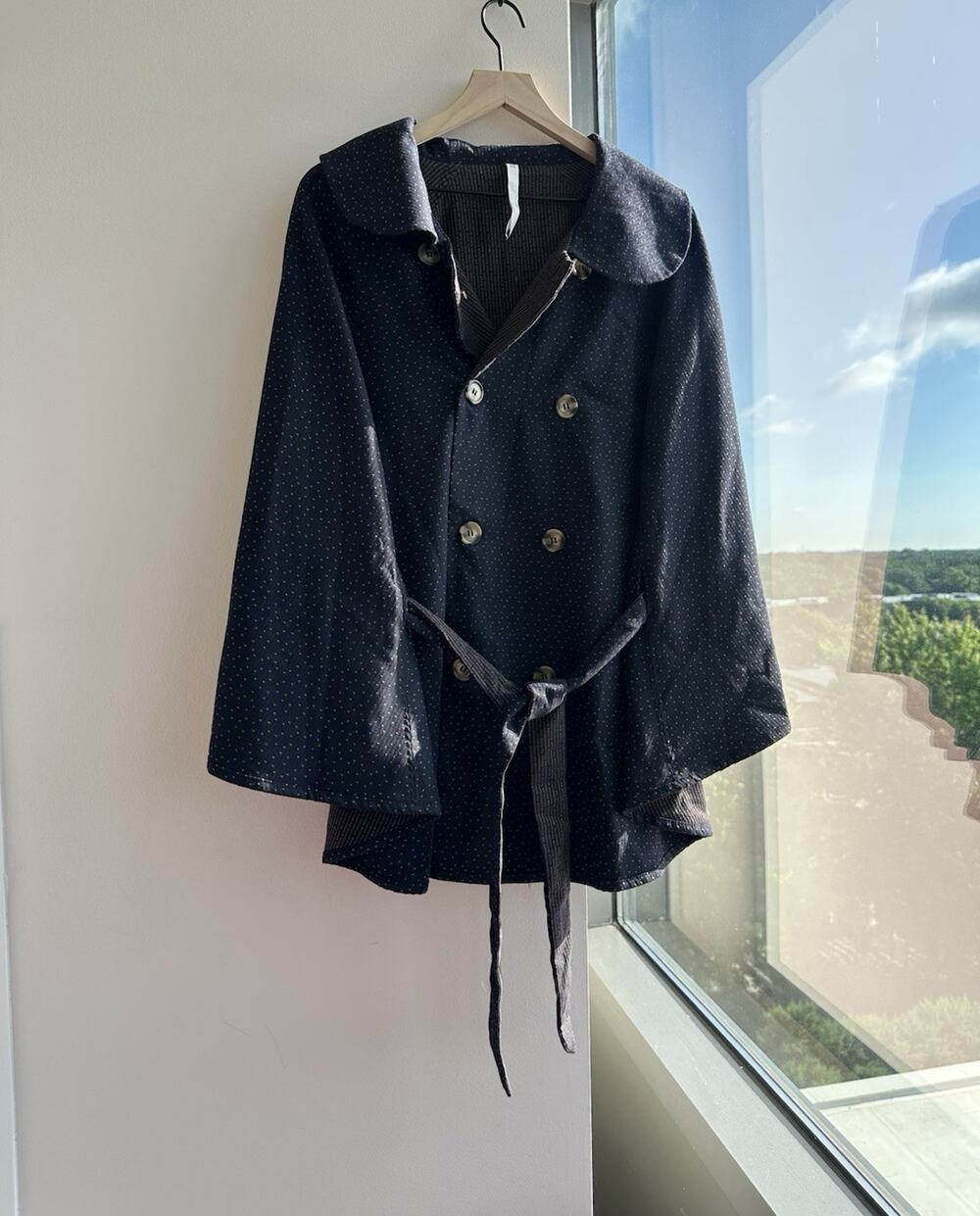 Melissa McCarthy Seven7 Black Belted Button Cape Coat Women's 3/4 Mid-Length 2X